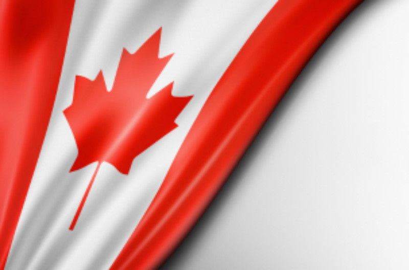 Canadian flag waving.